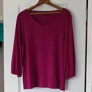 Talbots Mulberry Relaxed Blouse with Three-Quarter Sleeves